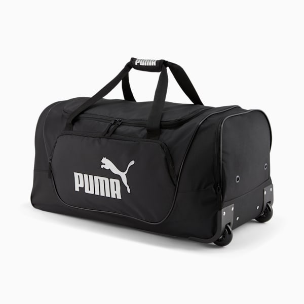 PUMA Wanderer 28" Rolling Duffle Bag, Black/Silver, extralarge